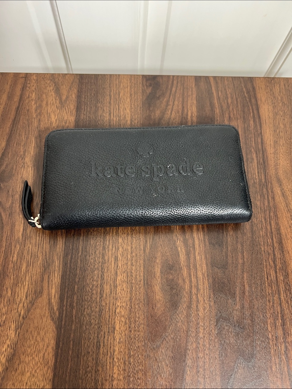 kate spade Black Pebbled Leather Zip Wallet